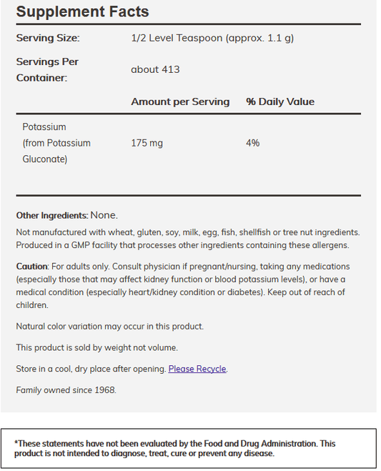 Potassium Gluconate Pure Powder - Shealy Sorin Wellness