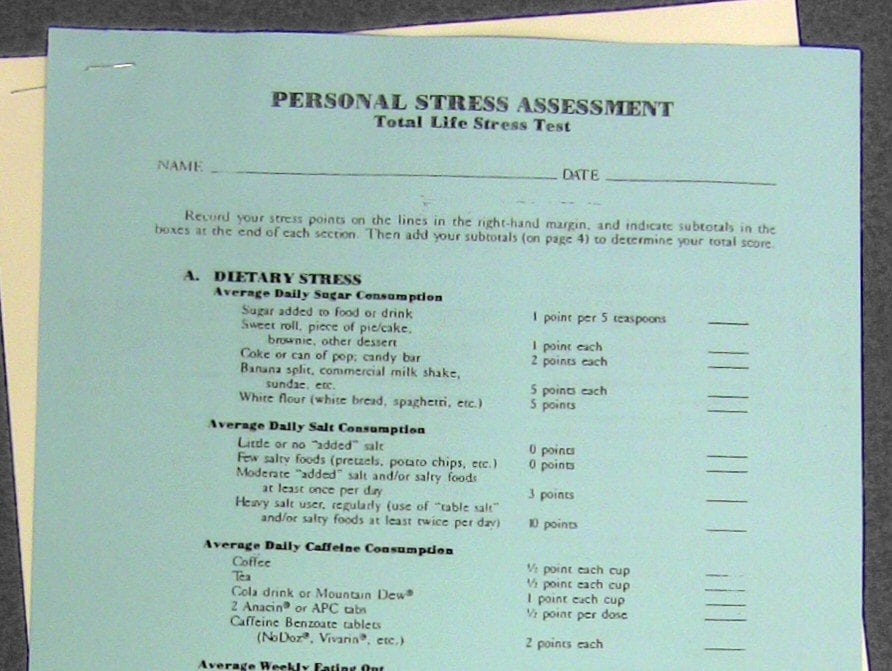 Total Life Stress Test and Symptom Index 25 Copies - Shealy Sorin Wellness