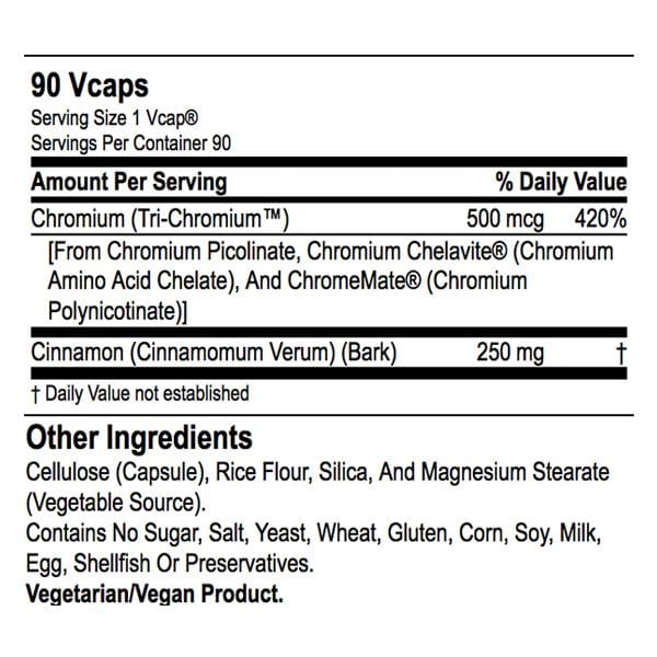 Tri - Chromium 500mcg (90 Vcaps) - Shealy Sorin Wellness