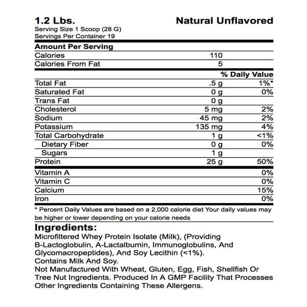 whey protein isolate now label